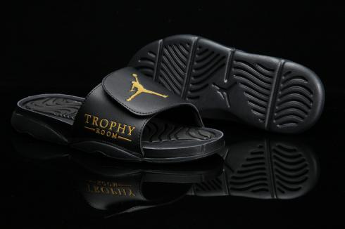 jordan slippers black and gold