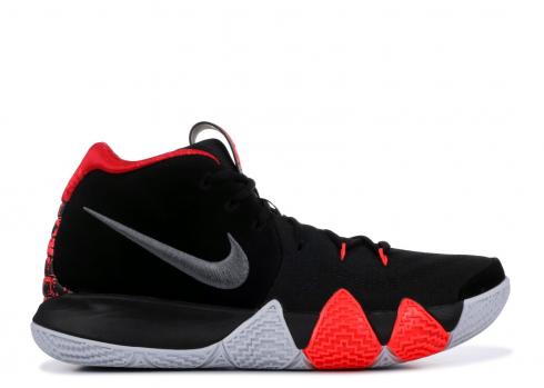 kyrie 4s black and red