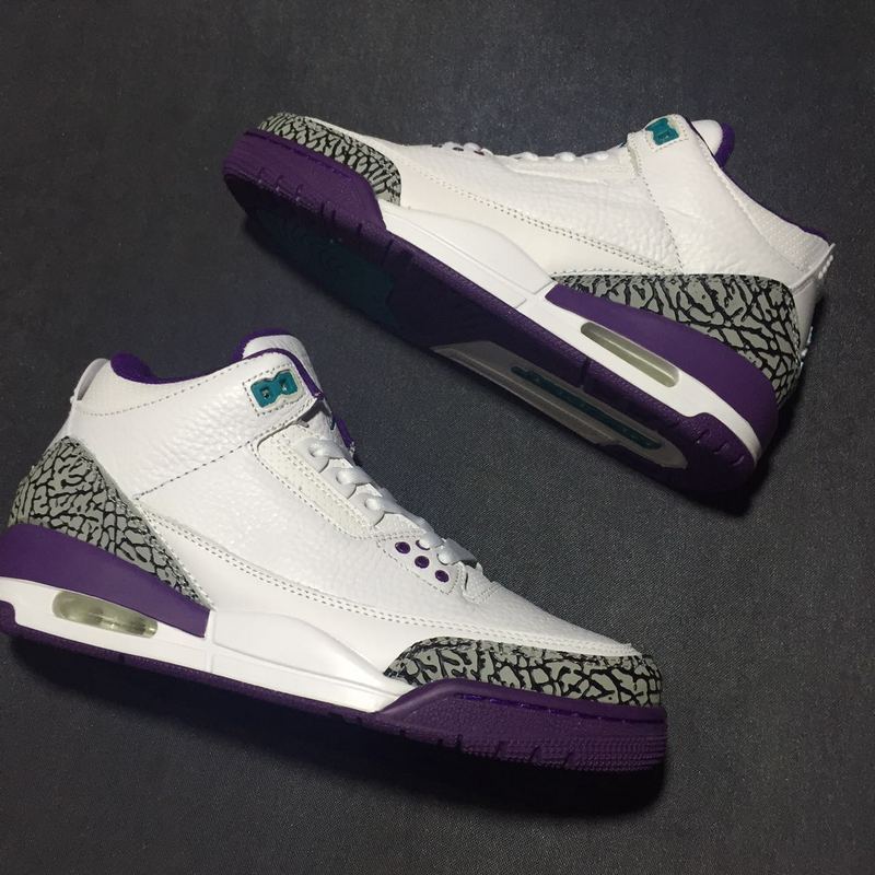 Nike Air Jordan III 3 White Crack Gray Purple Men Basketball Shoes ...