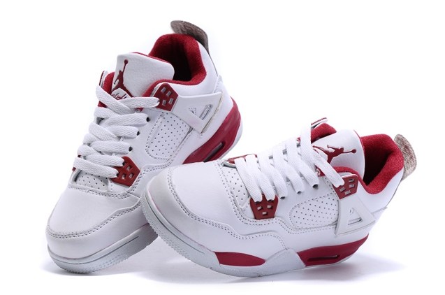 Nike Air Jordan 4 Retro Basketball White Black Gym Red Baby Kid Shoes 408452 106 - Febbuy