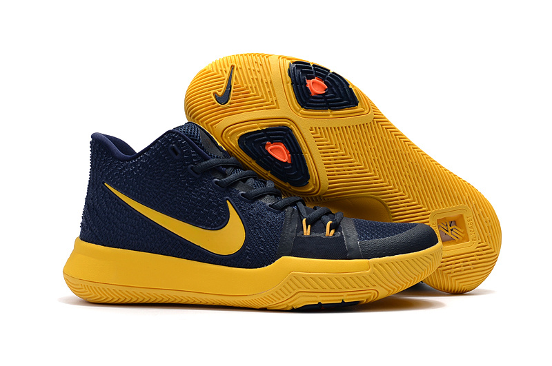 Nike Zoom Kyrie 3 EP Navy Blue Yellow Unisex Basketball Shoes - Febbuy