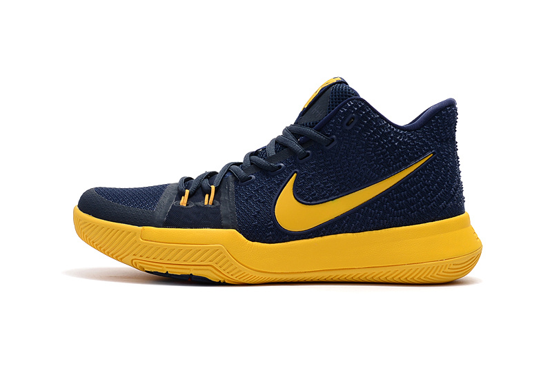 Nike Zoom Kyrie 3 EP Navy Blue Yellow Unisex Basketball Shoes - Febbuy